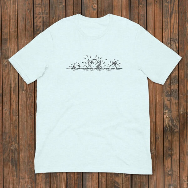 Cute bird illustration T-shirt inspired by nature and birdwatching.