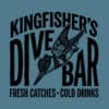 Kingfisher's Dive Bar logo with a kingfisher bird illustration.