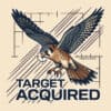 Stylized bird of prey with target crosshairs for Birdwear.