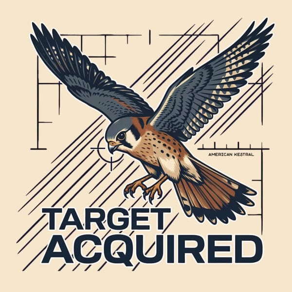 Stylized bird of prey with target crosshairs for Birdwear.